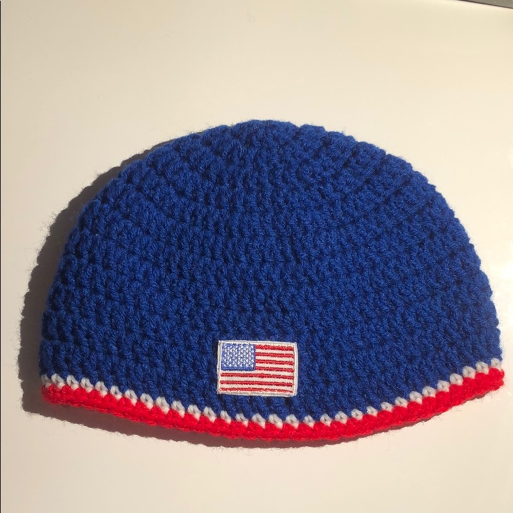 Toddlers beanie hat American flag red white blue patriotic